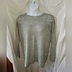 St. Johns Bay Grey Silver Sweater 1X